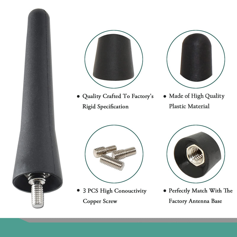 [AUSTRALIA] - Anina 2.5 Inch Stubby Antenna Mast Compatible with 1998-2019 Mini Cooper/Countryman BMW Z3/Z4/128i VW Polo/Golf AM/FM Radio Antenna Car Wash Proof 