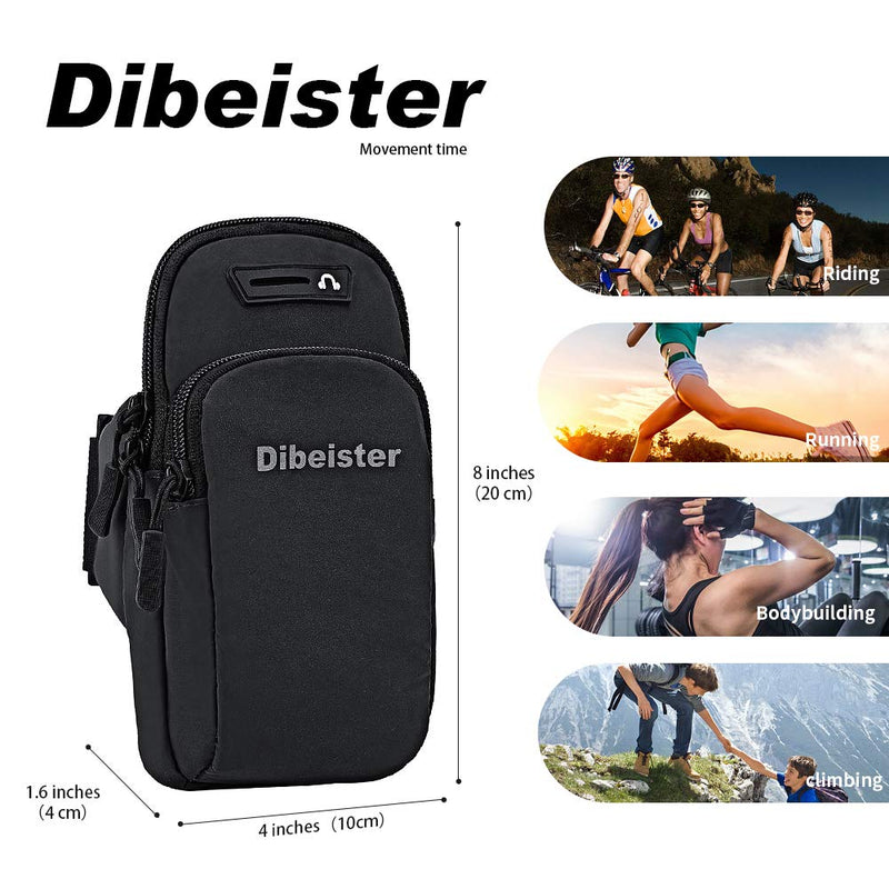 Dibeister sport arm bag (L / 20) is a reflective, waterproof and sweat proof adjustable arm strap, suitable for iPhone, Samsung, LG and other mobile phones. For mobile phones up to 6.5 inches in size. Black