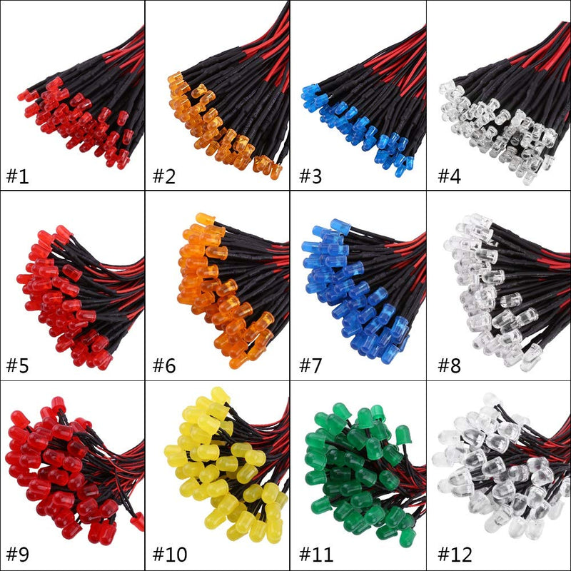 50Pcs 3/5/10mm Pre-Wired Diffused LED Diodes Multi Colors Light DC 9-12V(Blue Light-3mm) Blue Light 3mm