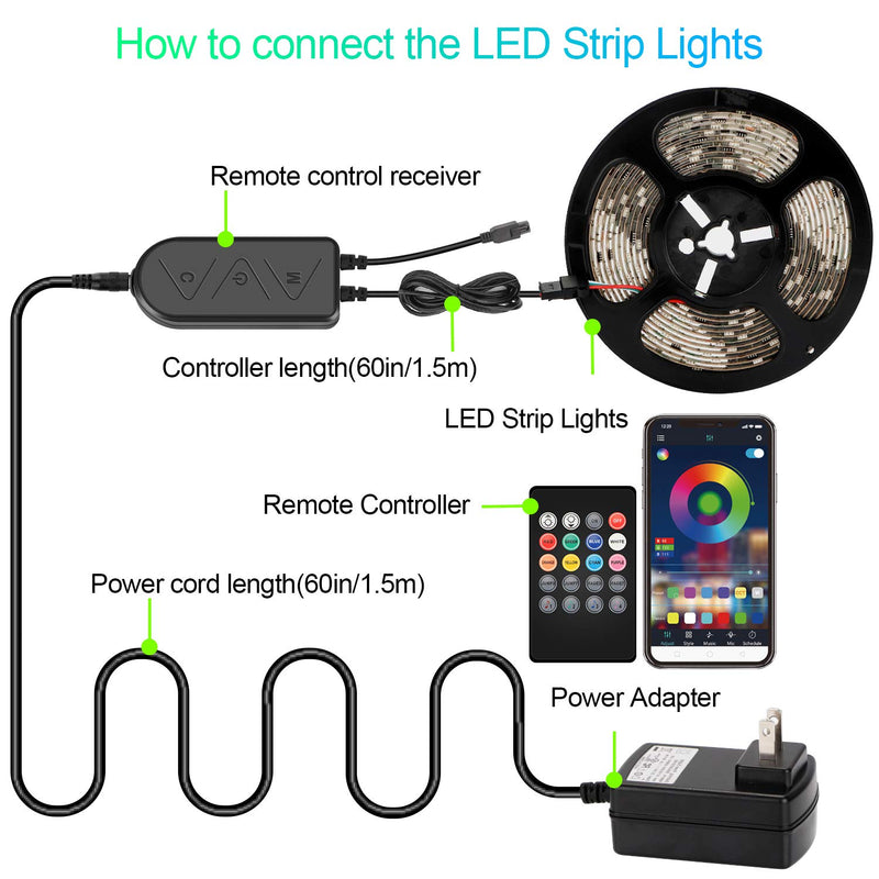 [AUSTRALIA] - LED Strip Lights, Moobibear 10M/32.8FT Flexible Strip Light SMD 5050 RGB with Bluetooth Controller Changing Tape Lights kit with LED Sync to Music for Bedroom,Kitchen Under Counter, Under Bed Lighting 32.8ft Rgb-bluetooth App 