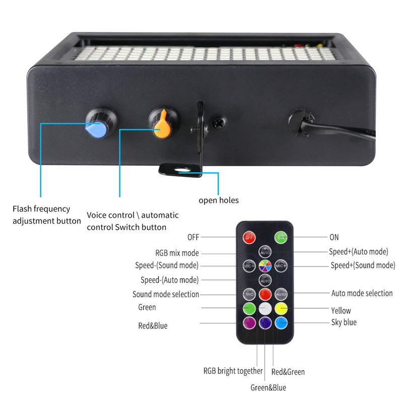 [AUSTRALIA] - EcoStrobe LED Stage Strobe Lights, 180 LED 60 Watt RGB Flash Light, Sound Activated/Remote Stage Lights Disco DJ Light for Party Wedding KTV Bar Concert (with 16 Button Remote) 