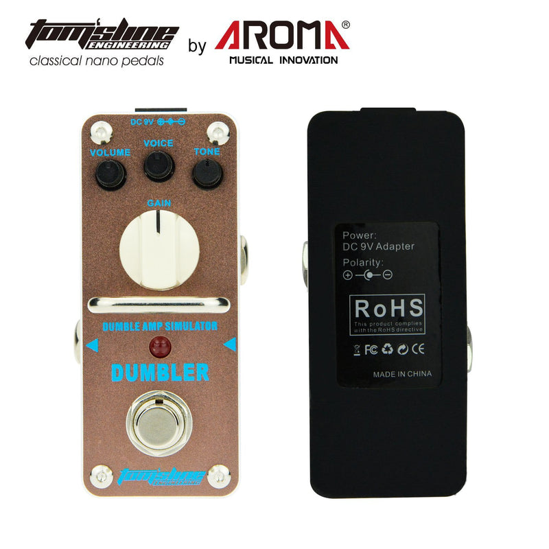 Overdrive effect pedal DUMBLER Smooth and dynamic overdrive sound close to amp Dumble guitar pedal by Aroma Music brand Tom'sline Engineering brown