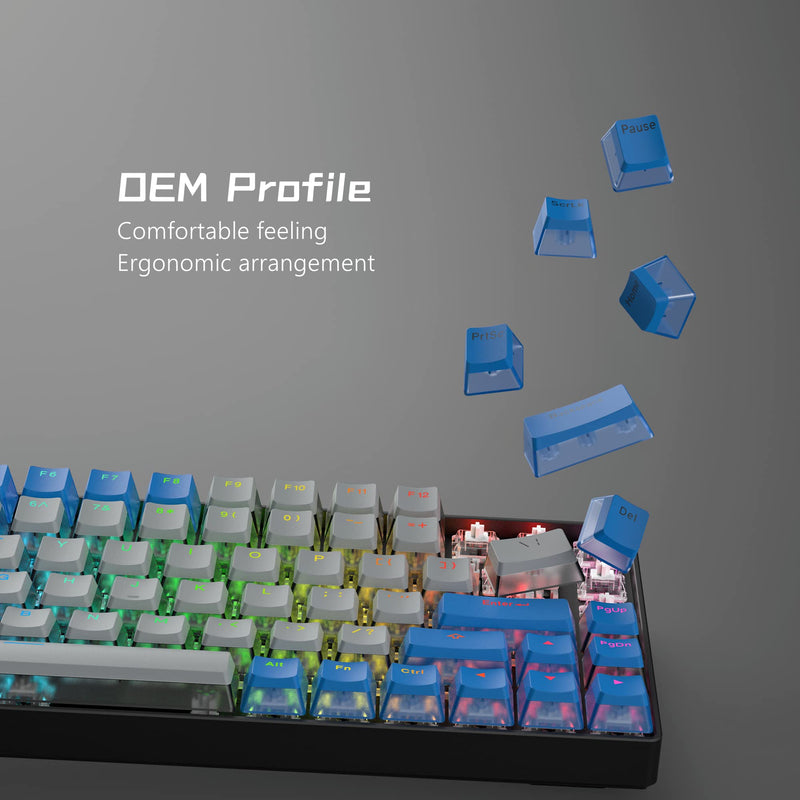 XVX Pudding Keycaps - PBT Keycaps, 165 Keys Keyboard Keycaps, OEM Profile Keycaps Set, Custom Keycaps for 61/68/84/87/82/100 Cherry Gateron MX Switches Mechanical Keyboard - Blue Mothership
