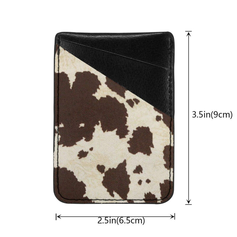 Phone Card Holder Cow Fur Print Premium Leather Phone Card Holder Stick On Wallet for Back of iPhone,Android and All Smartphones