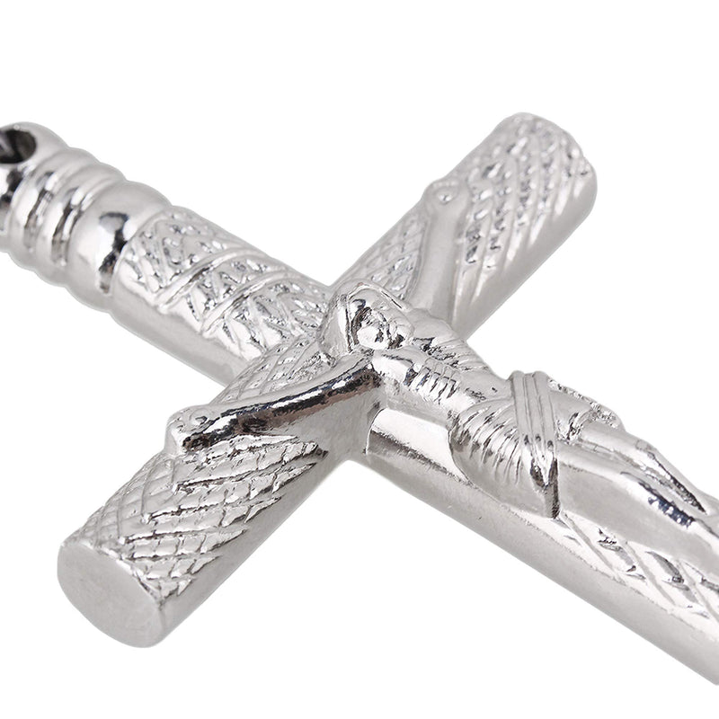 lovermusic lovermusic Chrome plated steel Crucifix Drum Skin Tuning Key with Long Chain Silver