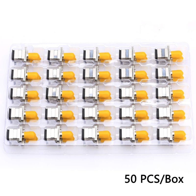 50pcs SC/ST Female to Female Singlemode SM Simplex Fiber Coupler(Yellow)