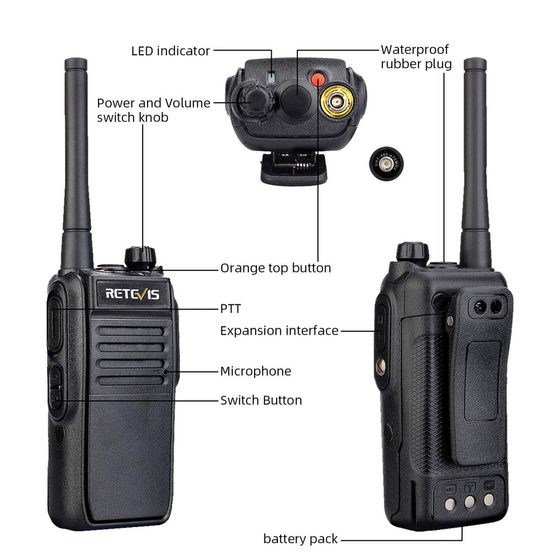 Retevis RT78 Bluetooth Longe Range Walkie Talkie Rechargeable 5200mAh, IP67 Waterproof, Dual Band 2 Way Radio APP Operation, High Power Two Way Radio (1 Pack)