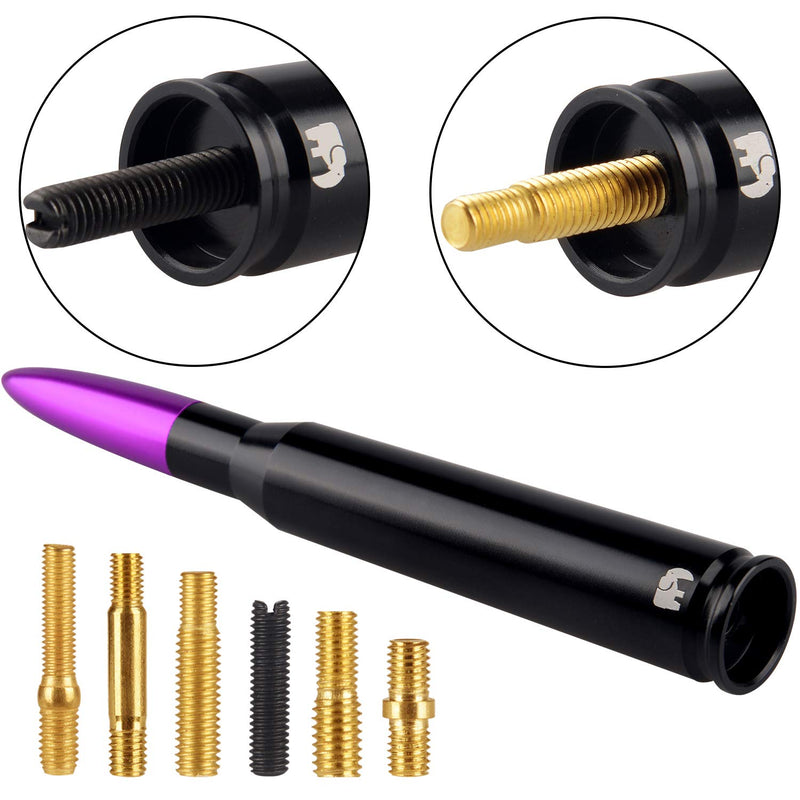 50 Cal Caliber Bullet Style Antenna for Ford F-Series (F-150 F-250 F-350 Super Duty Ford Raptor Ranger Trucks 1997-2021) - Designed for Optimized FM/AM Reception (Purple) Purple