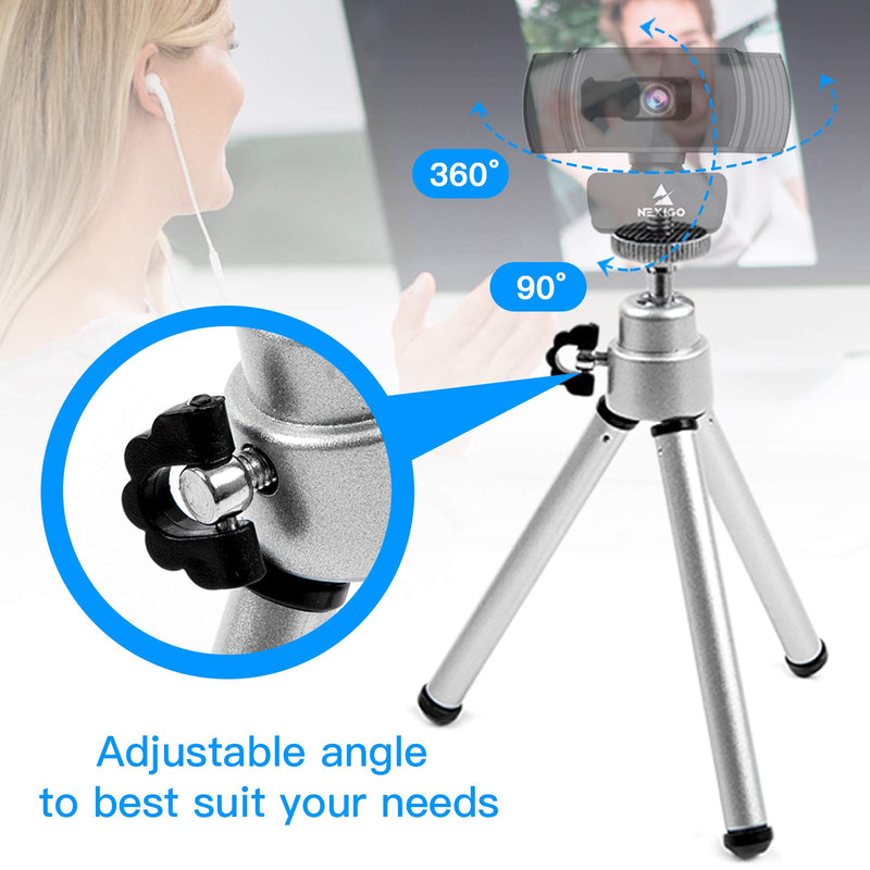 Lightweight Mini Tripod for Webcam, NexiGo Upgraded Extendable Tripod Stand, Compatible with Logitech Webcam C920 C922 C930e C920x Brio, for Vlogging, Live Streaming, Zoom Meeting 1 Pack