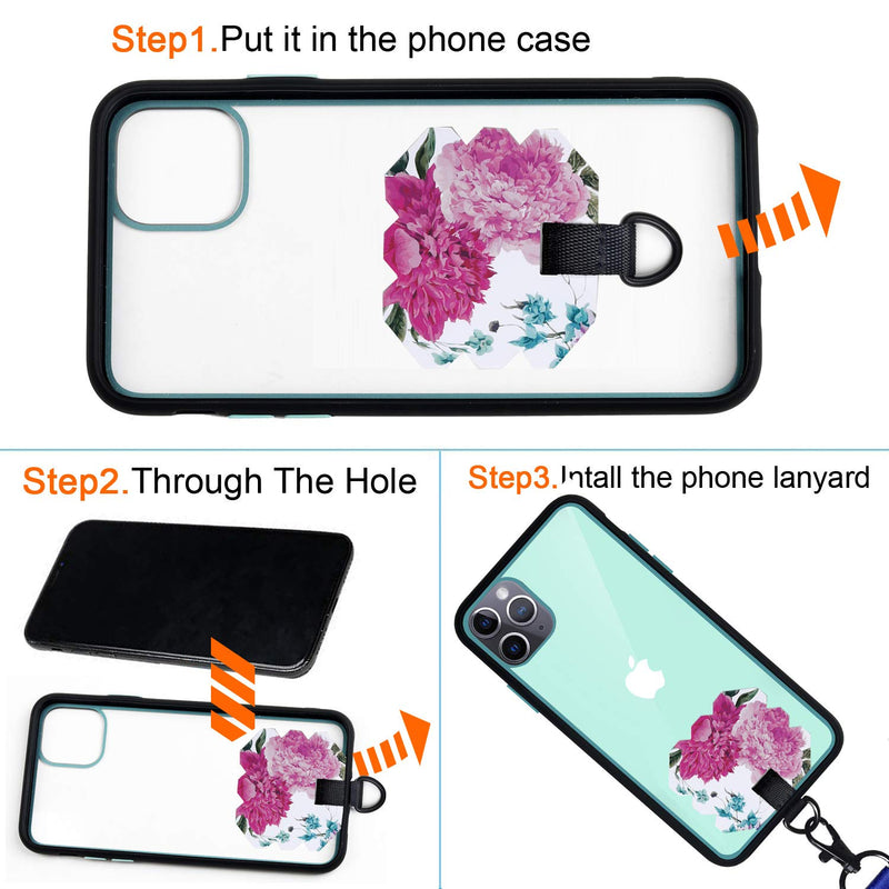 Phone Lanyard, MYECOGO Wrist Lanyard Tether Key Chain Holder and Adjustable Nylon Universal Cell Phone Neck Lanyard Strap for iPhone Phone Case Anchor Fit All Smartphones Keys ID ,Black Purple Flower