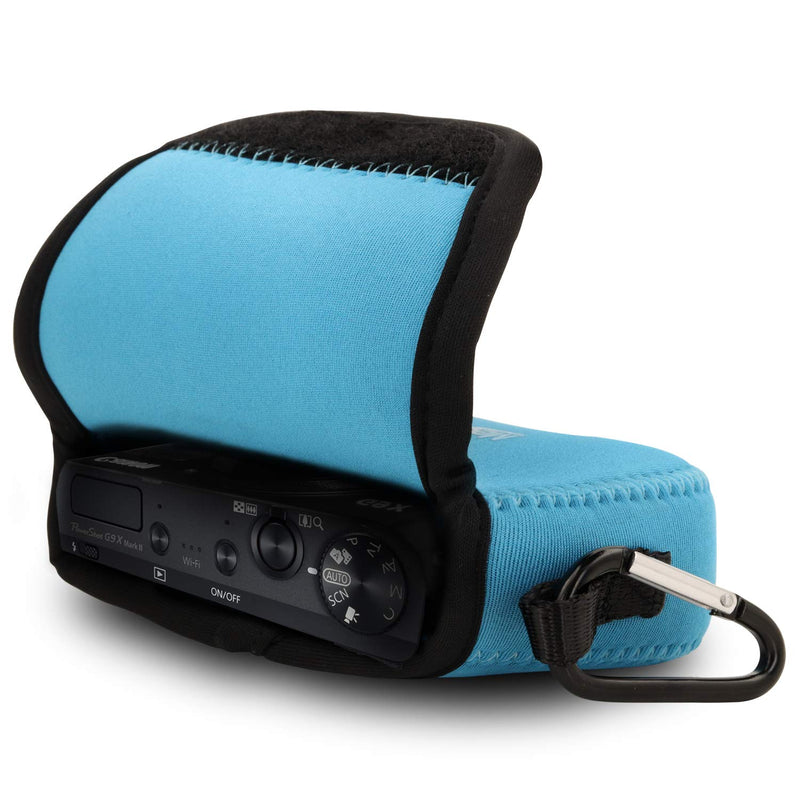 MegaGear ''Ultra Light'' Neoprene Camera Case Bag with Carabiner for Canon PowerShot G9 X Mark II, G9 X Digital Camera (Blue, Neoprene) Blue