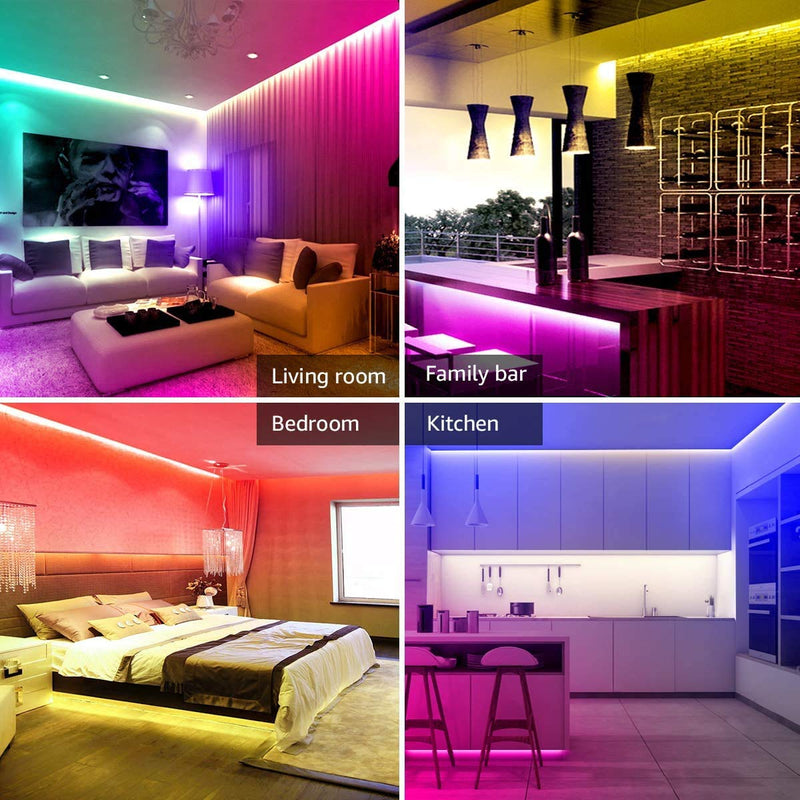 [AUSTRALIA] - Lepro LED Strip Lights, Music Sync RGB LED Lights for Bedroom, 16.4Ft 5050 SMD LED Color Changing Strip Light with Remote Controller and Fixing Clips for Home Decoration, Desk, Gaming Room, Party 