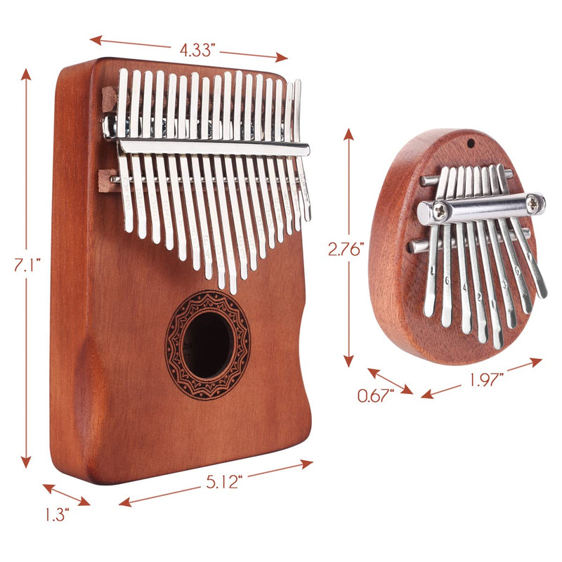 Genround Kalimba Thumb Piano 2PCS - 17 Keys Thumb Piano & 8 Keys Mini Kalimba, Portable Mahogany Mbira Finger Piano, Easy to Learn, Portable Musical Instrument, Gifts for Kids and Adults Beginners