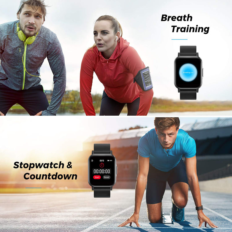 SoundPEATS Smart Watch Fitness Tracker with All Day Heart Rate Monitor Sleep Quality Tracker IP68 Waterproof 1.4" Large Touch Screen Call & Message Reminder 12 Sports Modes for iPhone Android Phones