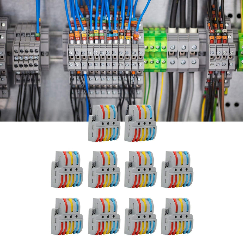 10Pcs Electrical Connectors, Lever Nut, Wire Block Clamp Terminal 3in6out Color Quick Wiring Electrical Connectors LT633
