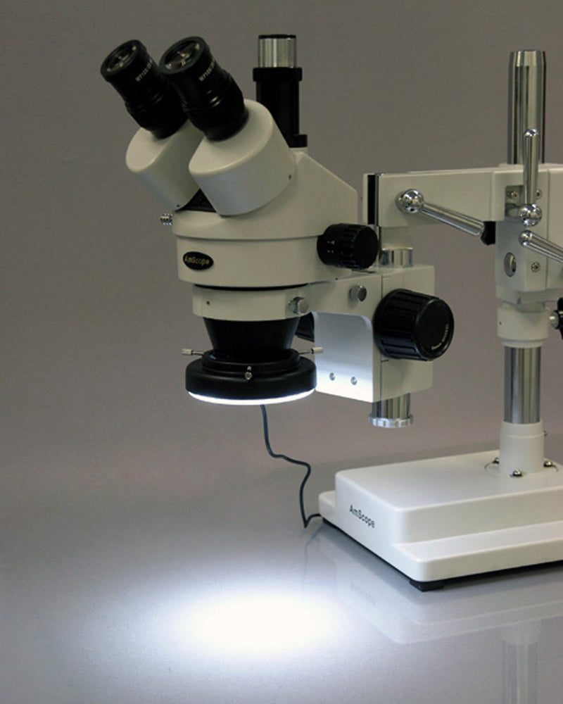 AmScope LED-60 60-LED Microscope Ring Light Illuminator with Control Box and Adapter