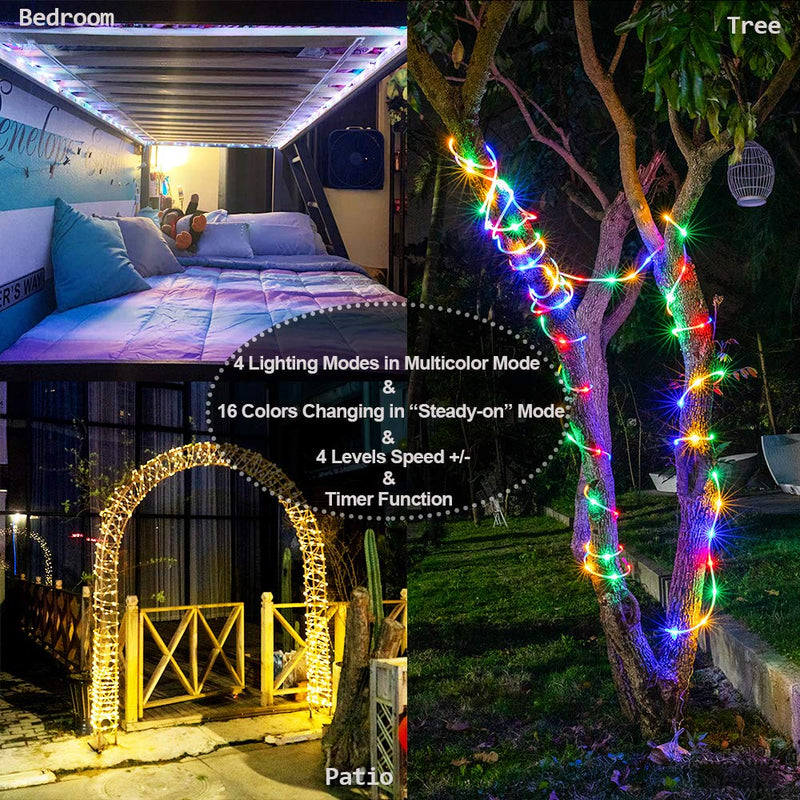 [AUSTRALIA] - KNONEW LED Rope Lights 16 Colors Changing 100 LED 33ft USB Powered Fairy Rope Light with Remote, Indoor Decorative Lighting for Wedding Christmas Waterproof Outdoor Garden Stairs Balcony Party 1x (33ft 100 LED) 