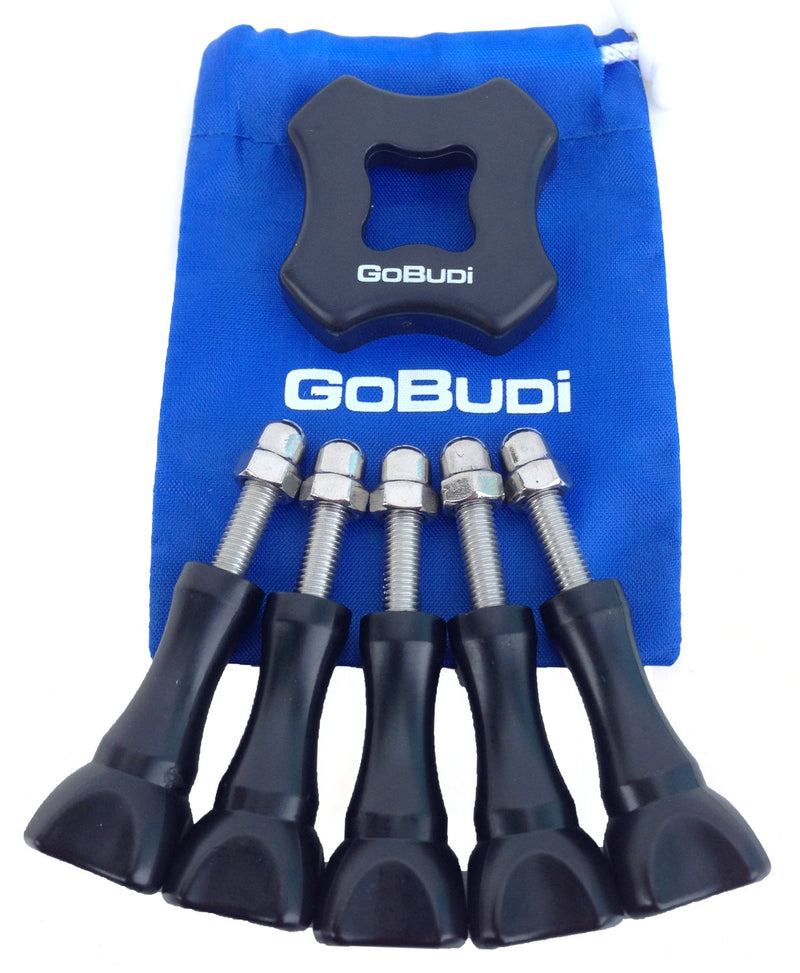 GoBUDi Long Thumbscrew Bolts, Compatible with All GoPro Hero Cameras, Includes GoPro Compatible Wrench and Small Gear Bag - 5 Pack