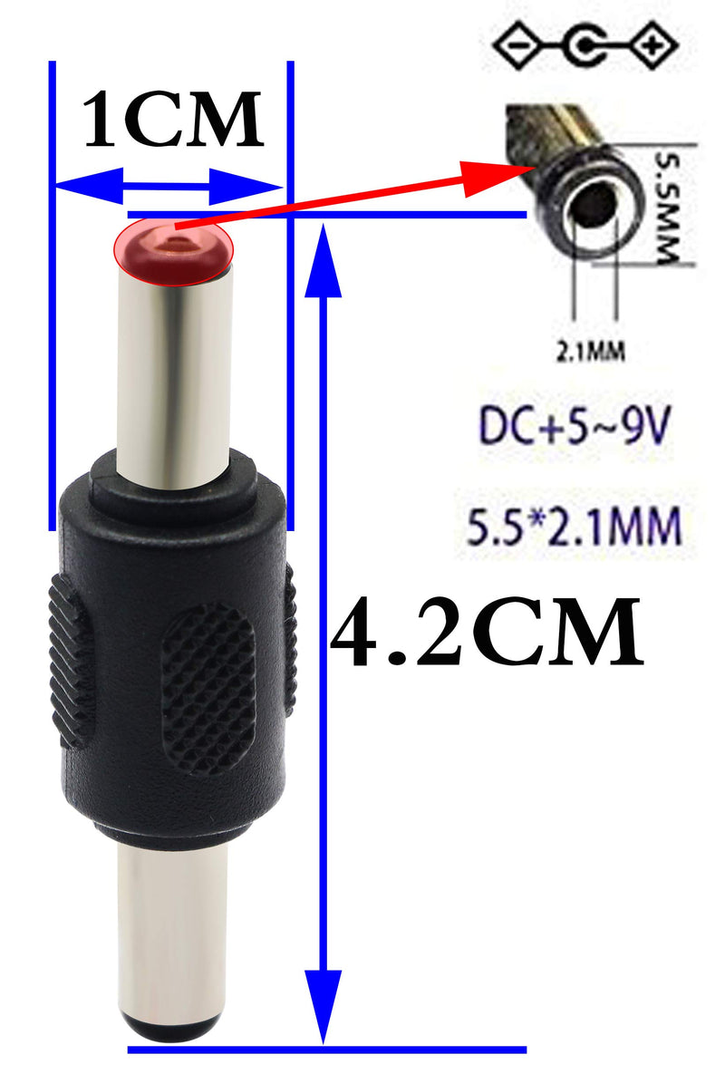 zdyCGTime 2.1mm X 5.5mm DC Power Adapter, DC Power 5.5mm x 2.1mm Male to Male Coupler for CCTV Camera (2pack)