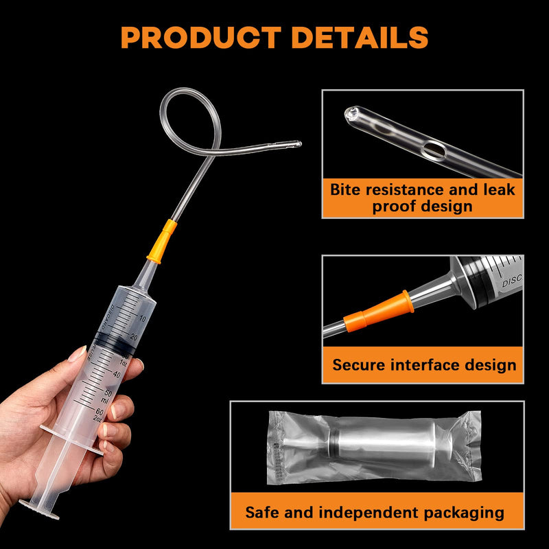 Tondiamo 4 Set Lamb and Goat Kid Feeding Kit 60 Ml Plastic Goat Syringe Feeding Tube Syringes Supplies 12.6 Inch Clear Tube Feeding Replacement Parts for Small and Weak Lamb Feeding
