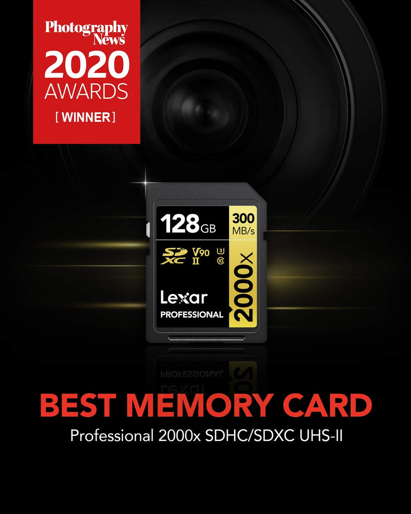 Lexar Professional 2000x 32GB SDHC UHS-II Card, Up to 300MB/s Read, for DSLR, Cinema-Quality Video Cameras (LSD2000032G-BNNNU)