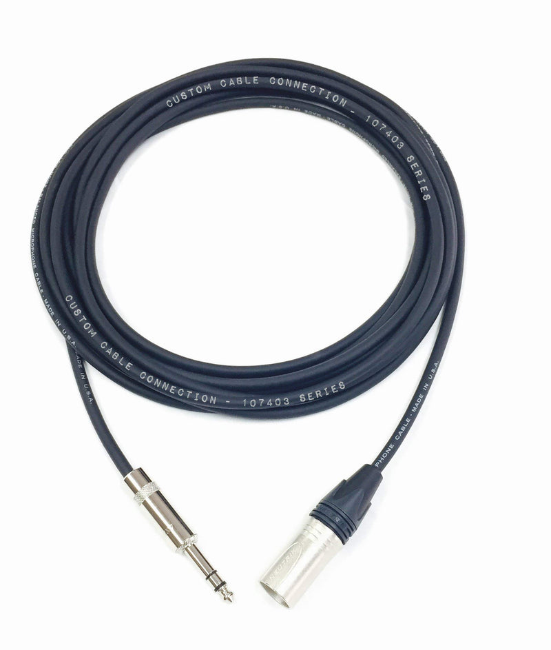 1 Foot Neutrik NC3MXX Male XLR to Neutrik Rean NYS228 1/4 Inch (6.35mm) TRS Balanced Pro Audio Cable by Custom Cable Connection Black 1 Foot