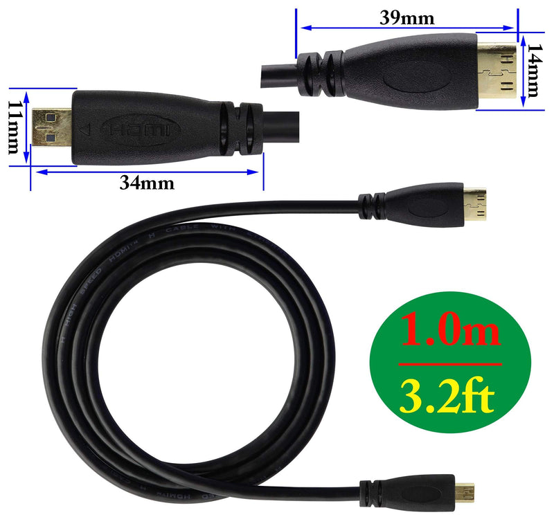 zdyCGTime Micro hdmi Socket Male to Mini hdmi Male Converter,high Speed Micro hdmi Cable 4k,Compatible with Digital Cameras, Tablet,Monitors,and Other Devices.(1m) (C/D) C/D
