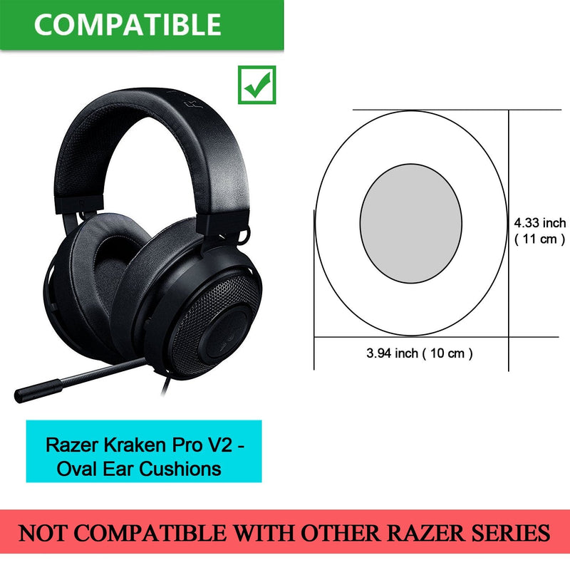 [AUSTRALIA] - Kraken Pro V2 - Oval Earpads, JARMOR Replacement Memory Foam Ear Cushion Kit Pad Cover for Razer Kraken Pro V2 - Oval Ear Headphone ONLY – Oval (Grey) Grey 