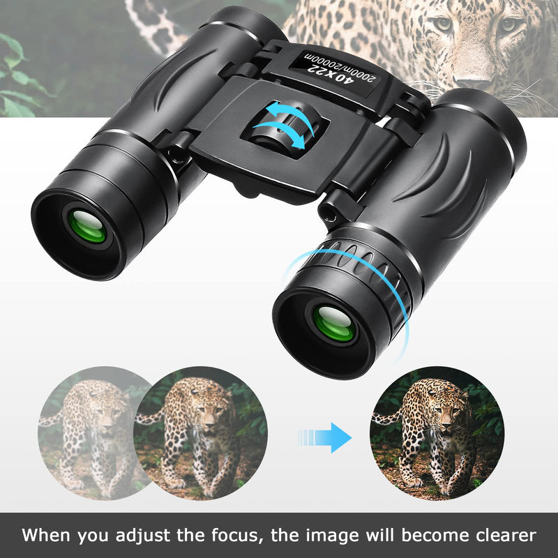 BLACKICE 40X22 Mini Compact Pocket Binoculars, Lightweight Foldable Binoculars, Easy Focus Small Binoculars for Adults Kids Bird Watching, Opera Concert, Travel, Hiking, Outdoor Scenery, Football Game