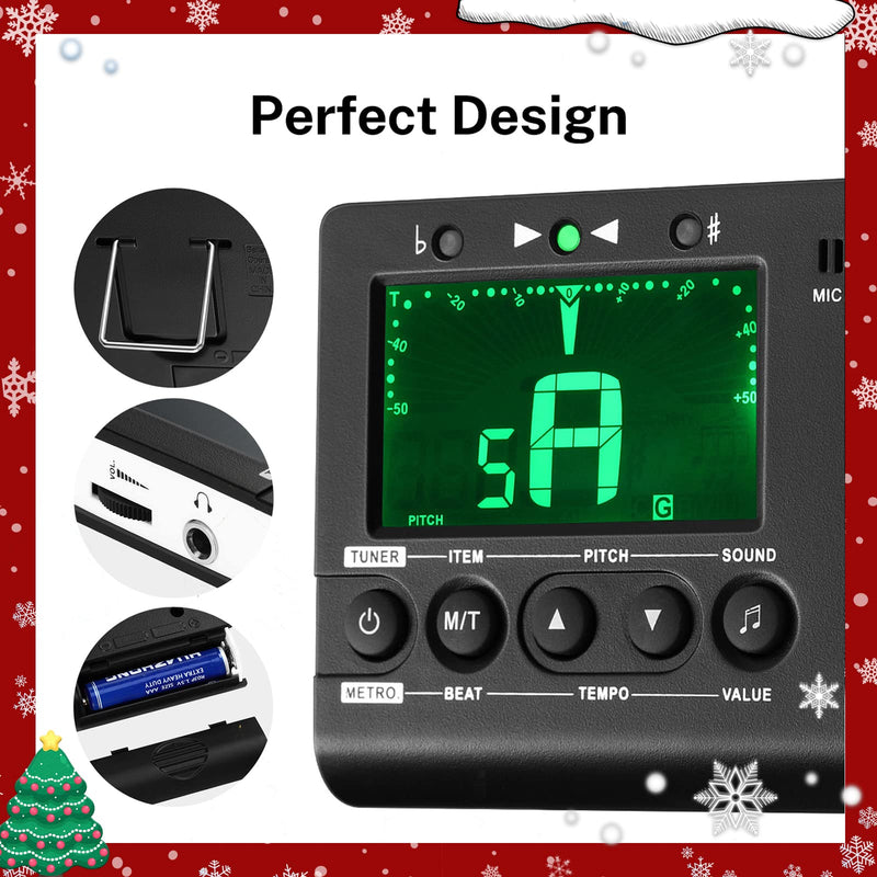 Donner Metronome Tuner for All Instruments - Guitar, Bass, Violin, Ukulele, Trumpet, Chromatic, Clarinet, Flute, 3 in 1 Digital Metronome with Tuner/Metronome/Tone Generator, DMT-01