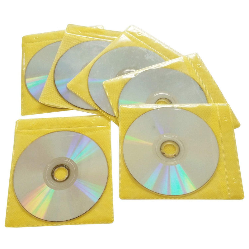 [AUSTRALIA] - HAPLIVES CD/DVD/BluRay Sleeves,Double-Sided Refill Plastic Sleeve for CD and DVD Storage Binders,100 Pack (Yellow) Yellow 