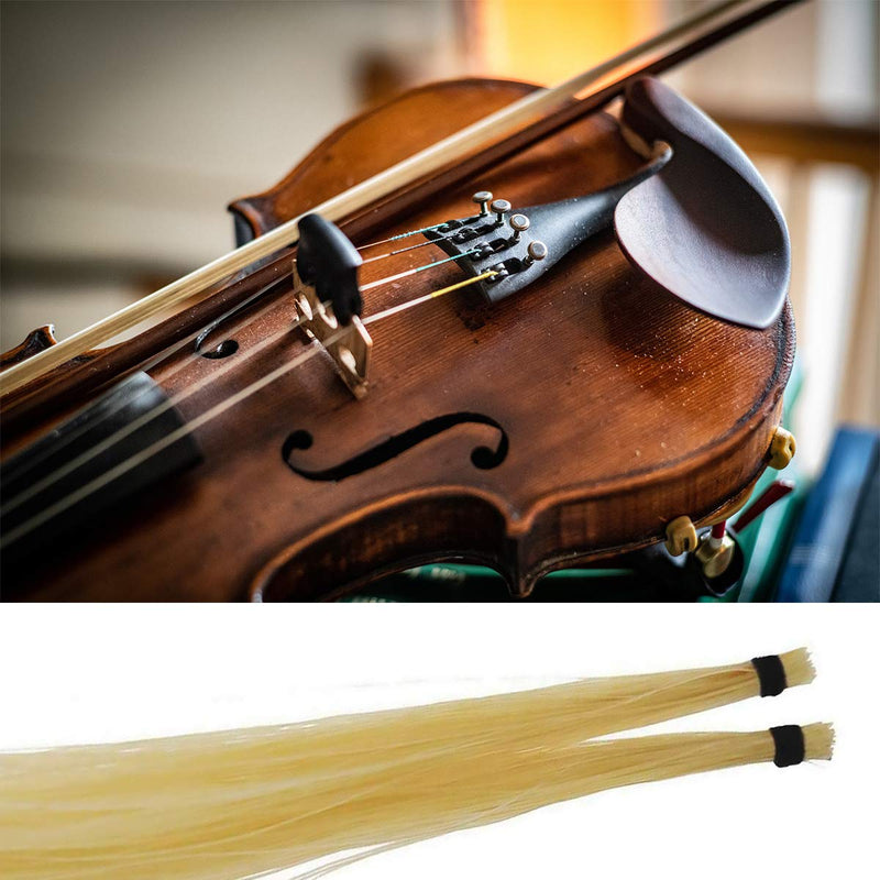 2 Hanks Mongolian Horse Bow Hair for Violin, Professional Violin Bow Hair Made of Genuine, 29.5 Inch Natural White