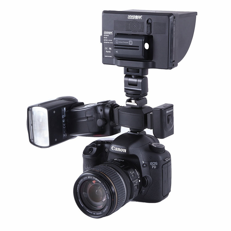 Movo/Micnova Video Accessory Triple Shoe Bracket for Lights, Monitors, Microphones and More