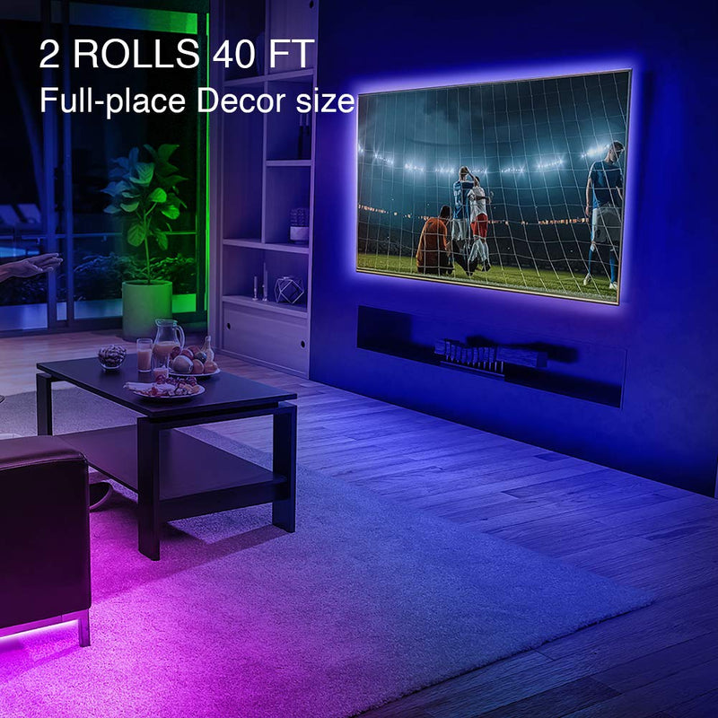 [AUSTRALIA] - Phopollo Led Lights 40ft RGB Color Changing 180 LEDs with Power Supply and Remote for Bedroom 