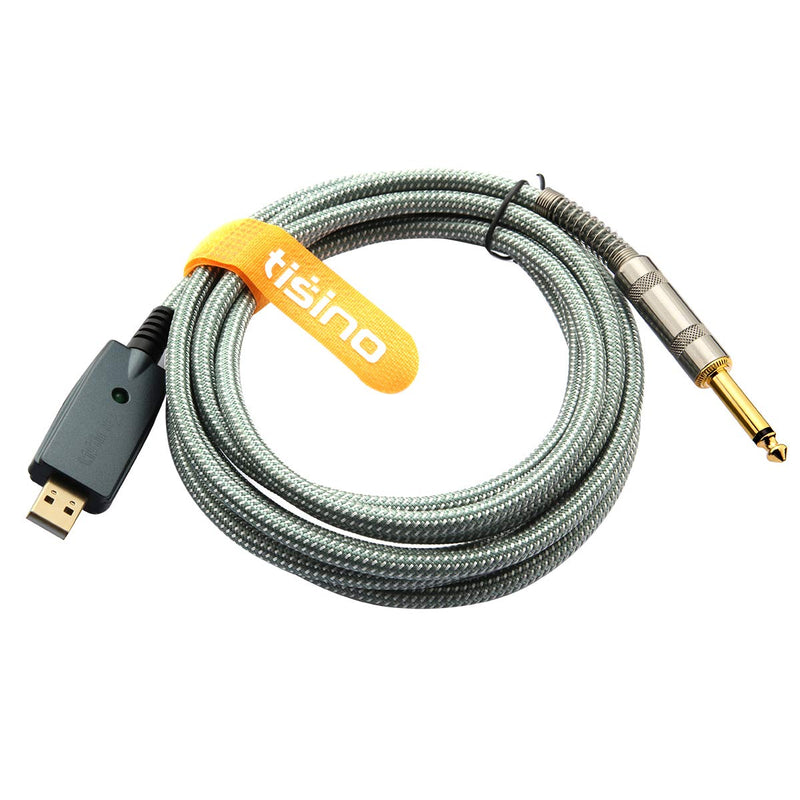 [AUSTRALIA] - TISINO USB Guitar Cable, 10 ft USB to 1/4 inch TS Mono Jack Instruments Cord - Green 