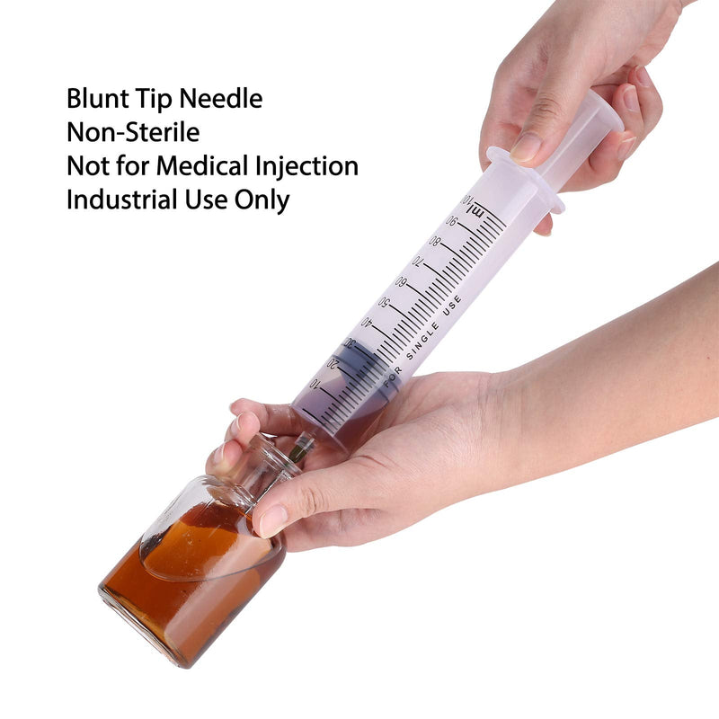 [AUSTRALIA] - 3 Pack 100ml Syringes with 14G 1.0'' Blunt Tip Needles and Storage Caps Luer Lock, Plastic Reusable Syringe for Liquid, Lip Gloss, Paint, Epoxy Resin, Oil, Watering Plants, Refilling 