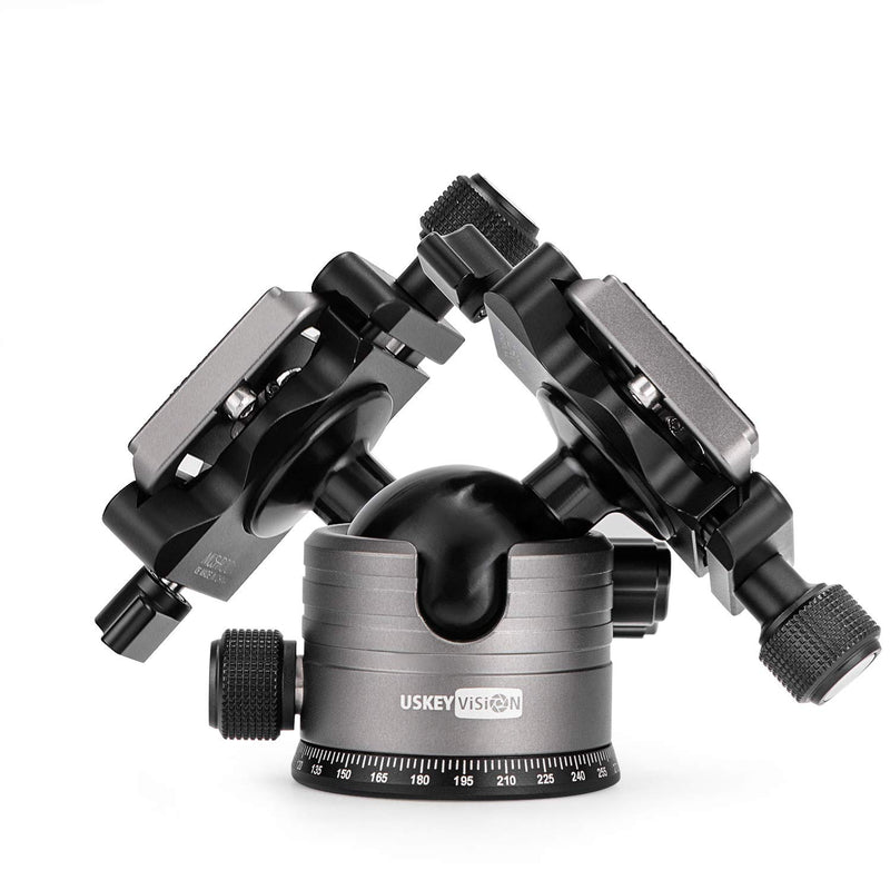 USKEYVISION UVMC-PB1 Gimbal Ball Head Tripod Mount with 1/4 inch Quick Release PlateMirrorless Camera Ballhead Tripod Ball Head 360 Degree Rotating Timelapse Panorama Photography (UVMC-PB1)