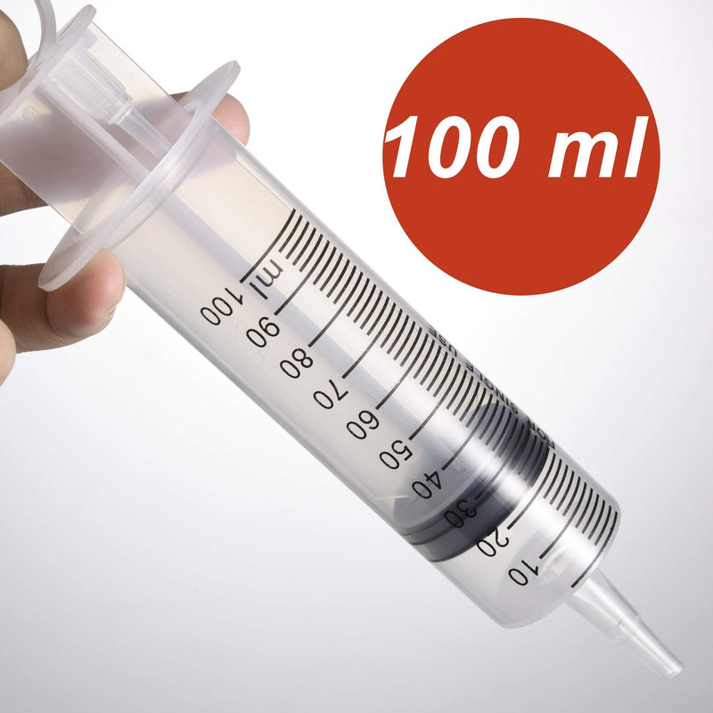 2 Pack Large Syringes (100 ML), Plastic Garden Industrial Syringes for Scientific Labs, Measuring, Watering, Refilling, Filtration Multiple Uses ，More Size Choice：150ML 100 ML