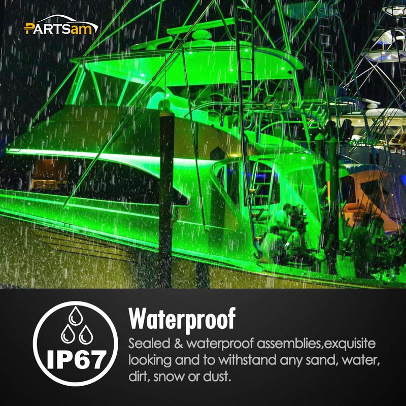 [AUSTRALIA] - Partsam 2X LED Waterproof Utility Strip Light 4" Green 6LED Side Marker Light Universal, Thin line led Boat Marine Lights, Green Led Lights Strips 