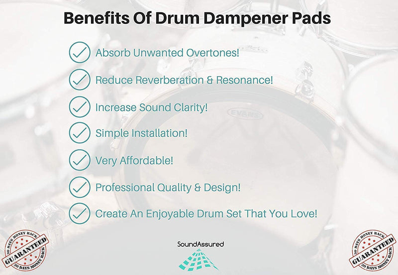 Drum Damper Gel Pads For Drums Tone Control, Non-toxic Silicone Drum Dampeners, Clear Resonance Pads For Drum Muffling (18 Pack) 18 Pack