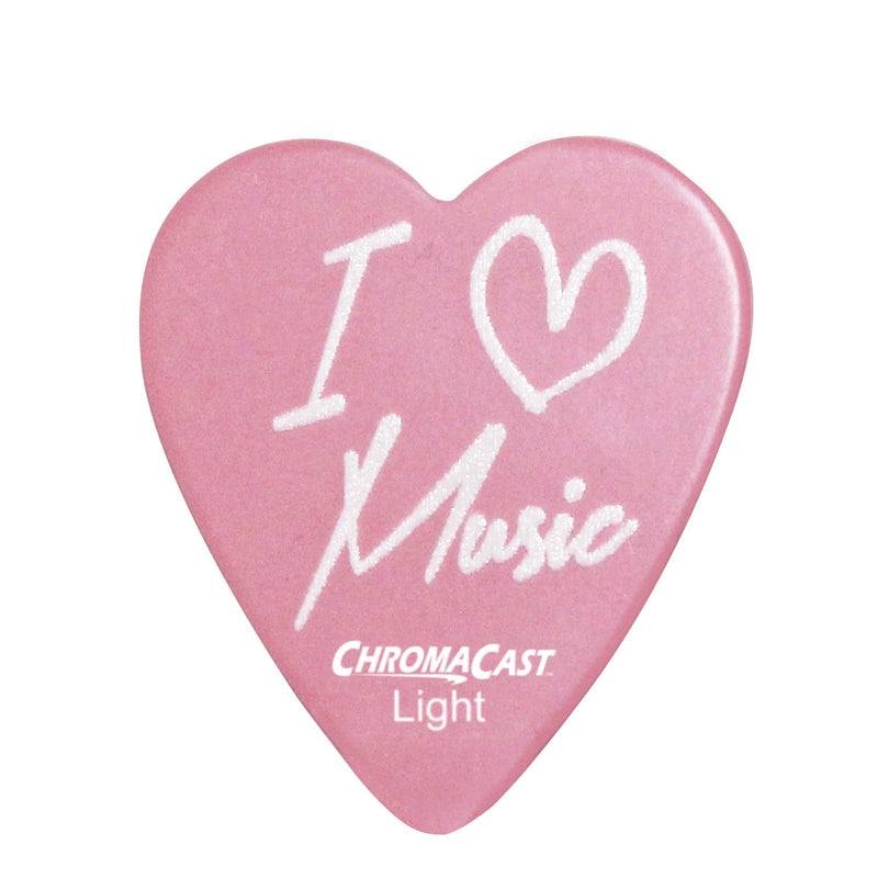 ChromaCast CC-HS-LM-12-PACK"I Love Music" Heart Shaped Picks in Light, Medium and Heavy Gauge - 12-Pack I Love Music