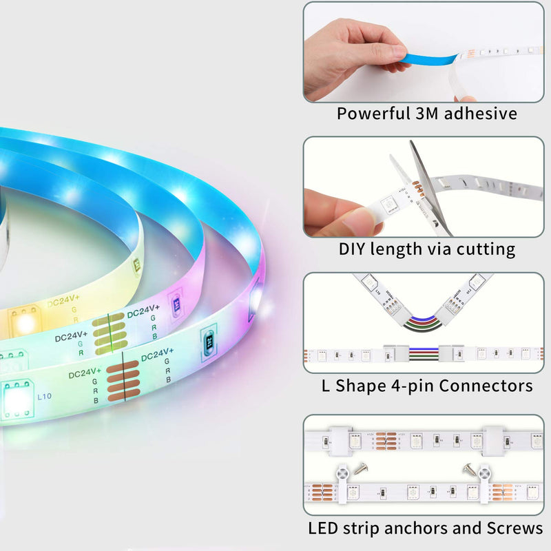 [AUSTRALIA] - LED Strip Lights 65.6ft Smart LED Light Strip Music Sync Flexible LED Tape Lights with Remote Bluetooth App Controlled RGB Color Changing LED Strip Lights for Room Bedroom Kitchen Bar Home Decoration 