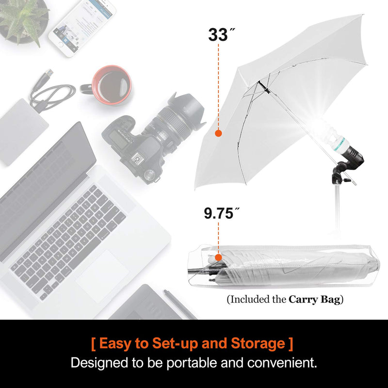 LS Photography Photo Video Studio Light, Collapsible Portable Translucent White Umbrella Continuous Lighting Kit, Professional Video Recording, Portrait Photo Shooting, LGG850