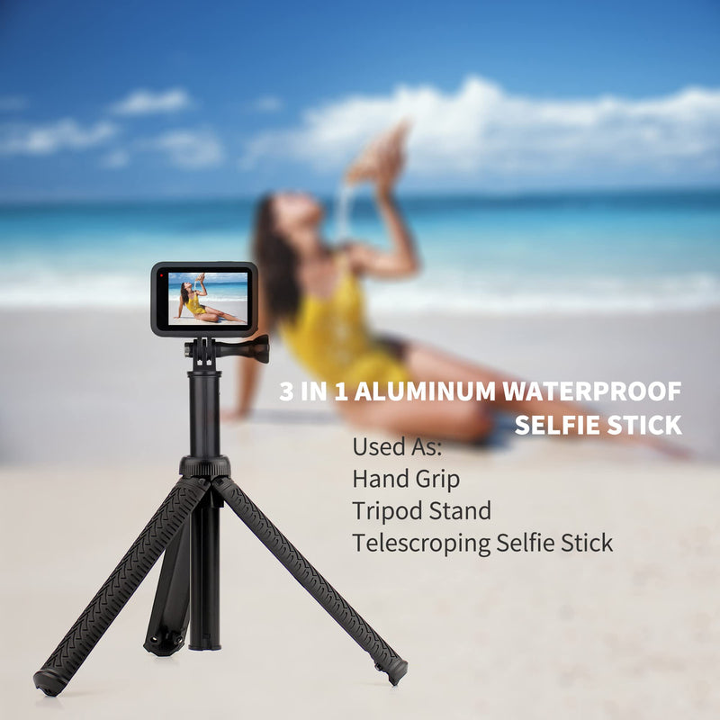 [AUSTRALIA] - YALLSAME Aluminum Selfie Stick Monopod for GoPro Hero 10 9 8 7 6 5 4 3 Max AKASO SJCAM DJI OSMO Action Camera with Floating Grip, Used as Extendable Telescoping Monopod Pole/Hand Grip/Tripod Stand Selfie Stick Monopod with Floating Grip 
