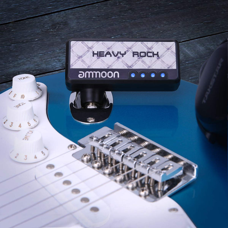 [AUSTRALIA] - ammoon Guitar Headphone Amplifier electric guitar amp 1/4 Inch Plug 3.5mm Headphone Jack & Aux In with Classic Rock Distortion Effect Built-in Rechargeable Battery-Grey gray 