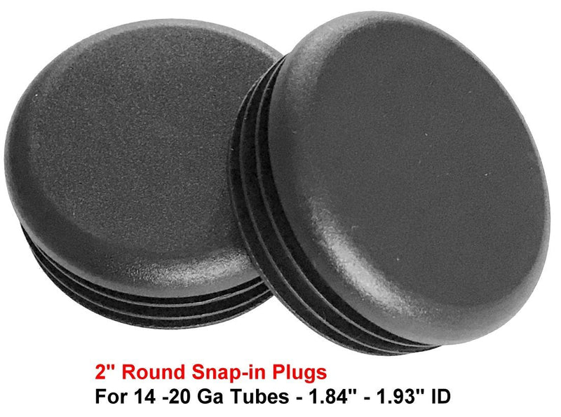 (Pack of 10) 2" Round Cap Plugs (14-20 Gauge 1.84"-1.93" ID) Fencing Post Tubing Plugs, 2 Inch End Caps - Steel Furniture/Chair Leg Pipe Tube Inserts | Fitness Eqpt End Caps | by SBD
