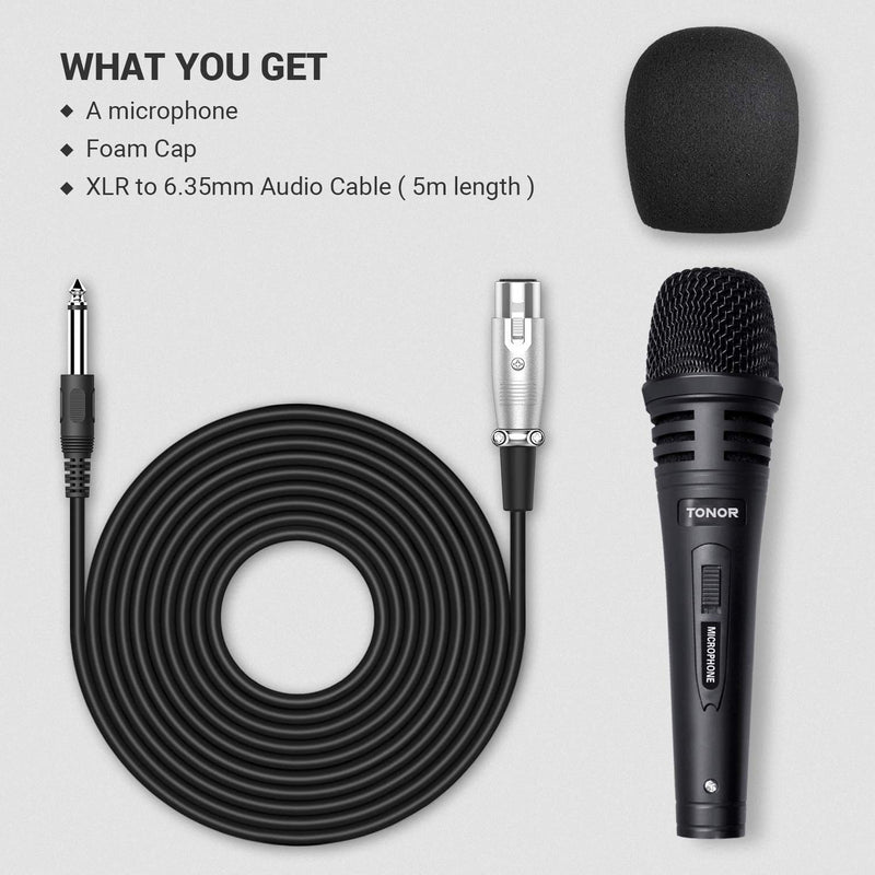 [AUSTRALIA] - TONOR Dynamic Karaoke Microphone for Singing with 16.4ft XLR Cable, Metal Handheld Mic Compatible with Karaoke Machine/Speaker/Amp/Mixer for Karaoke Singing, Speech, Wedding and Outdoor Activity 