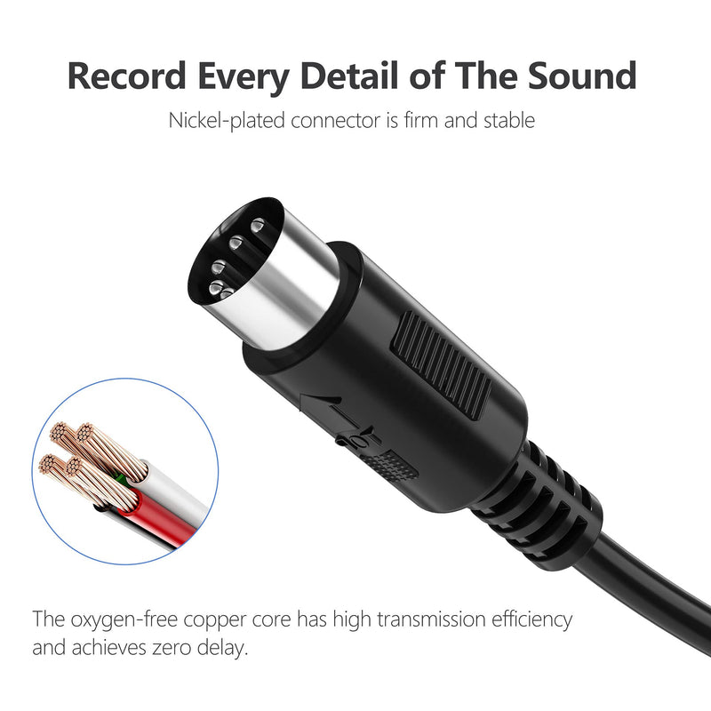 2-Pack 5-Pin DIN MIDI Cable, Mellbree 1-Feet Male to Male 5-Pin MIDI Cable Compatible with MIDI Keyboard, Keyboard Synth, Rack Synth, Sampler, External Sound Card, Sound Source and Other Music Gear 2