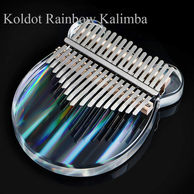 Rainbow Clear Kalimba Thumb Piano Bear Shaped 17 Key Solid Finger Piano Transparent Body Cute Crystal Acrylic Kalimba With Hard Case Gifts for Kids Adult Beginners with Tuning Hammer