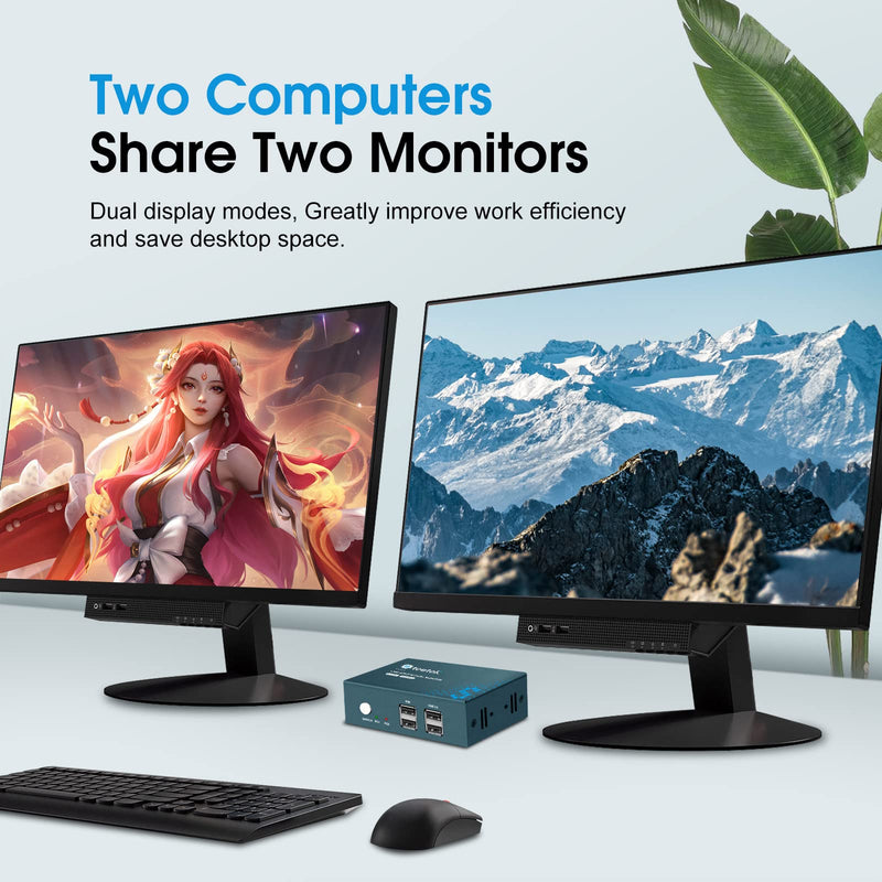 Steetek 2 Monitors 2 Computers KVM Switch HDMI, 4K@30Hz Dual Monitor KVM Switch with 4 USB Ports, Support Hotkey Switch & Button Switch, HDMI 1.4, HDCP 1.4 Visit The Steetek Store 4K 30Hz